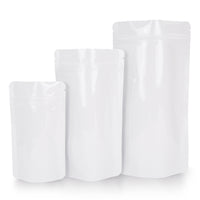 Sachet doypack blanc — aperçu des variantes avec différentes options de matériau et de couleur